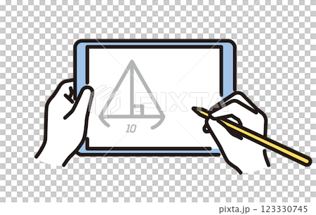 簡單圖示一個人的手使用平板電腦學習 簡單圖示一個人的手使用平板電腦學習 123330745