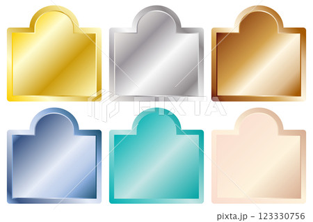 金銀銅サファイヤプラチナエメラルドの中身のない光沢のある輝くフレームのセット　画像制作 123330756