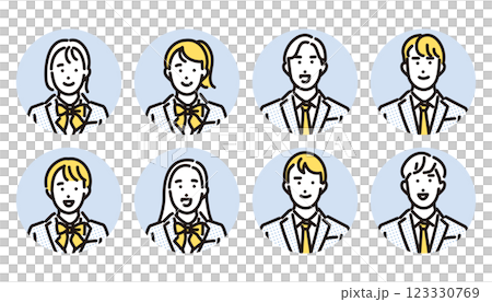 男女學生半身照簡單插畫 男女學生半身照簡單插畫 123330769