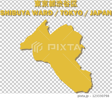 Map of Japan - Tokyo Shibuya Ward Vector Illustration Map 123330798
