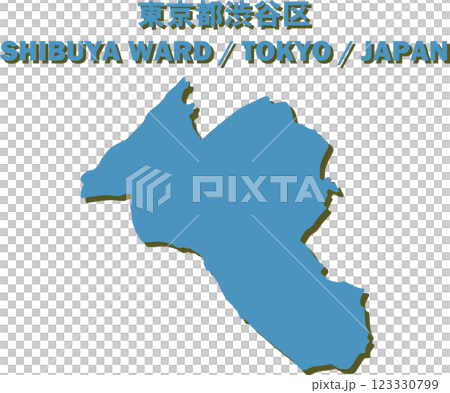 Map of Japan - Tokyo Shibuya Ward Vector Illustration Map 123330799