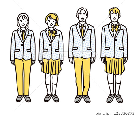 シンプル　イラスト　ジェンダーレス制服のセット 123330873