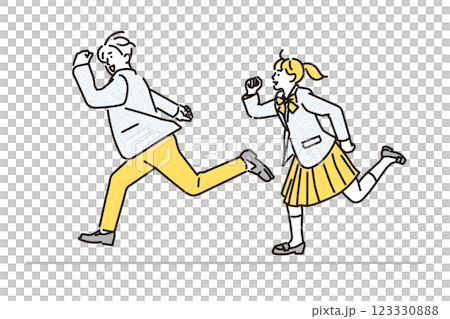 男女學生奔向未來的簡單圖示 123330888