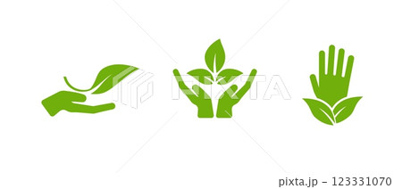 Leaf and cross icon symbolizing health, sustainability, and nature. 123331070