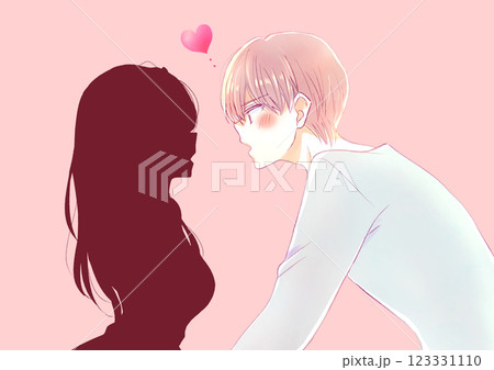 シルエットの女性に恋する男性 シルエットの女性に恋する男性 123331110