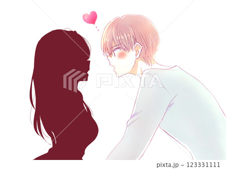 シルエットの女性に恋する男性 123331111