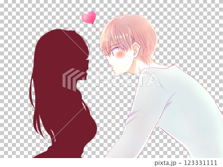 シルエットの女性に恋する男性 123331111