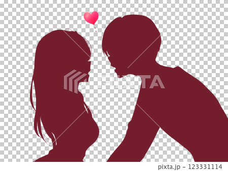 恋に落ちる男女　影絵 123331114