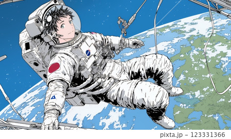 宇宙で活動中の宇宙飛行士