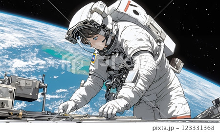 宇宙で活動中の宇宙飛行士