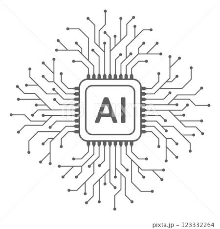 Abstract artificial intelligence circuit line design. Machine learning. Smart network digital technology. AI. Vector illustration 123332264