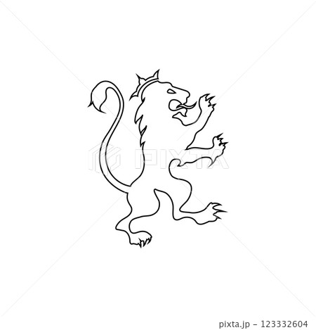 Heraldic black lion icon symbolizing dynasty and noble valor. Heraldic black lion icon symbolizing dynasty and noble valor. 123332604