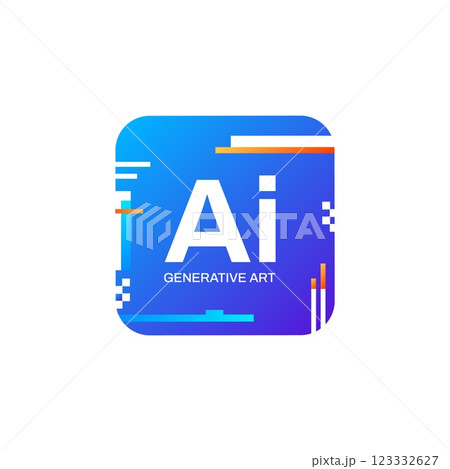 AI icon with glitch art, blue gradient, and smart chatbot design. AI icon with glitch art, blue gradient, and smart chatbot design. 123332627