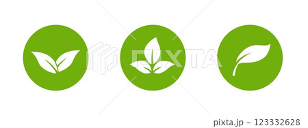 Green leaf icon with clean lines for eco and sustainable products. Green leaf icon with clean lines for eco and sustainable products. 123332628