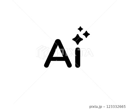 Black gradient AI symbol with minimalist design and virtual bot focus. 123332665
