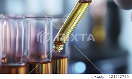 Pipette dripping test-tubes 123332720