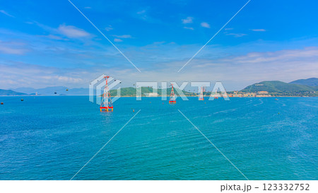 Cable car over the sea. Cable car over the sea. 123332752