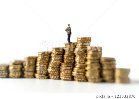 目標達成シミュレーション(光り輝くコインの積み上げ) 目標達成シミュレーション(光り輝くコインの積み上げ) 123332870