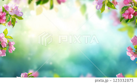 spring flowers, pink sakura blossoms branches of trees blurred, Easter background spring flowers, pink sakura blossoms branches of trees blurred, Easter background 123332875