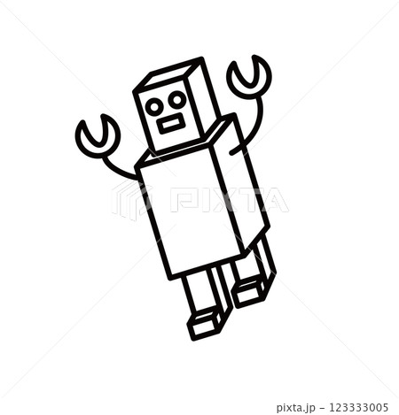 ロボットのイラスト　モノクロ 123333005