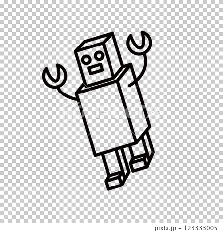 ロボットのイラスト　モノクロ 123333005