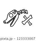恐竜の骨のイラスト　モノクロ 123333007