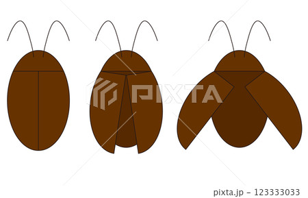 デフォルメしたシンプルなゴキブリのイラストセット 羽を広げたゴキブリと羽を閉じたゴキブリ デフォルメしたシンプルなゴキブリのイラストセット 羽を広げたゴキブリと羽を閉じたゴキブリ 123333033