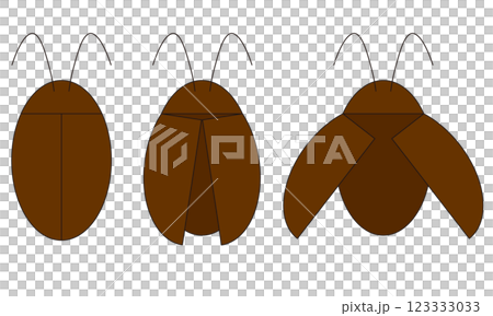デフォルメしたシンプルなゴキブリのイラストセット 羽を広げたゴキブリと羽を閉じたゴキブリ デフォルメしたシンプルなゴキブリのイラストセット 羽を広げたゴキブリと羽を閉じたゴキブリ 123333033