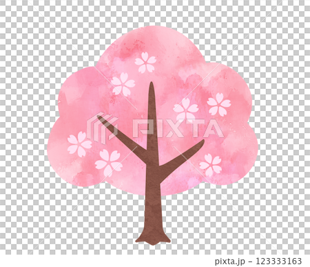 Illustration material of cherry tree Spring watercolor pink Illustration material of cherry tree Spring watercolor pink 123333163