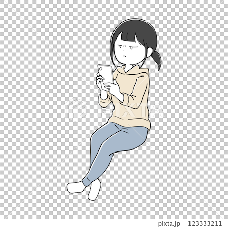不機嫌な顔でスマホを見る女の子 不機嫌な顔でスマホを見る女の子 123333211