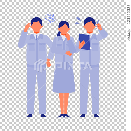穿著工作服的男人和女人，人們解決問題的插圖，麻煩 123333328