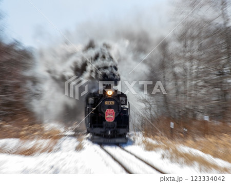 SL冬の湿原号をズーム流しで撮影 123334042