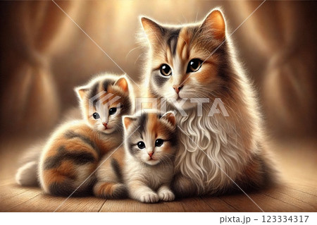 猫の親子 猫の親子 123334317