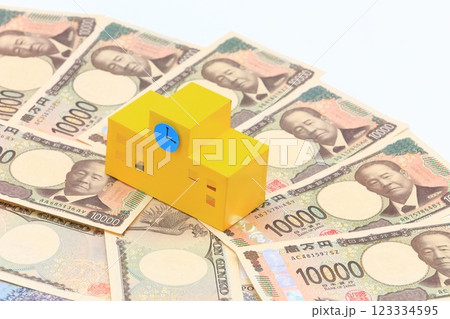 学校と紙幣のイメージ 123334595