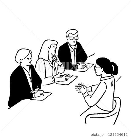 Job interview Office recruit Business People meeting career Hand drawn Line art cartoon Illustration 123334612