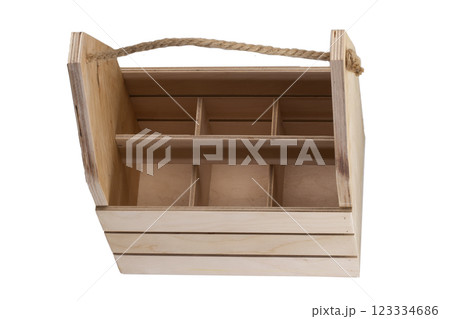 Wooden bottle box on a white background 123334686