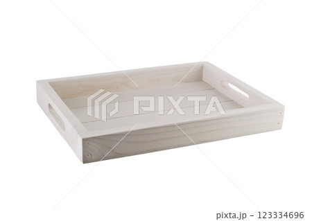 Wooden box on a white background. Storage box. Tray 123334696