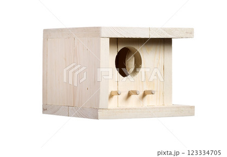 Wooden birdhouse on a white background 123334705