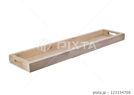 Wooden box on a white background. Storage box. Tray 123334708