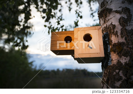 Three wooden box on a white background. Three wooden box on a white background. 123334716