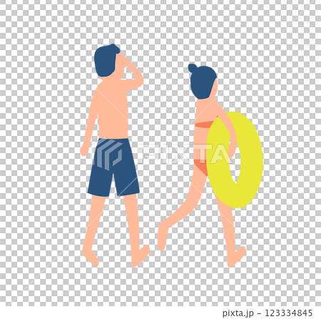 水着を着たカップルのイラスト 123334845