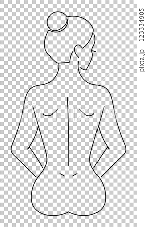 美麗背影的女人線描 123334905