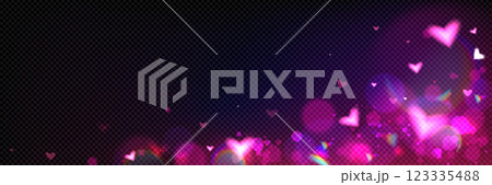 Hearts flare trail on transparent background. 123335488