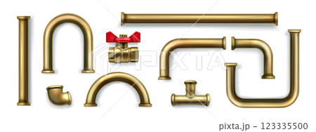 Plumbing pipes set isolated on white background 123335500