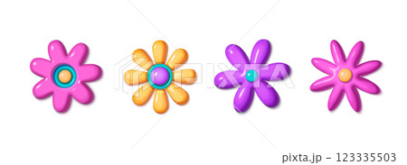 Y2k style 3D floral elements 123335503