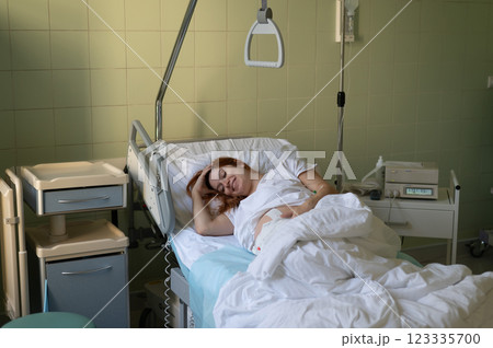 Pregnant woman in the delivery room of the maternity hospital.  123335700