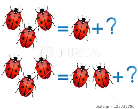 Educational games for children, on the composition of the three, example with ladybirds. Educational games for children, on the composition of the three, example with ladybirds. 123335786