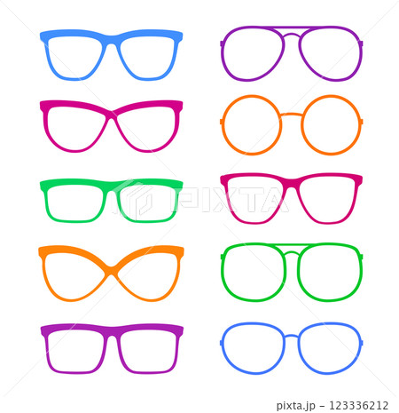 Set of colorful eyeglasses, sunglasses, glasses 123336212