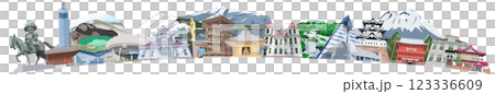 東北地區著名旅遊景點插圖集 拱形 123336609