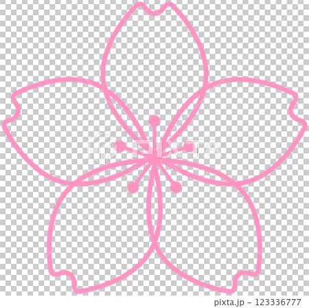 Simple cherry blossom illustration material - line drawing - 123336777